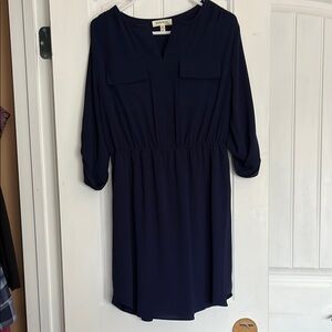 Navy Blue V-Neck Dress
